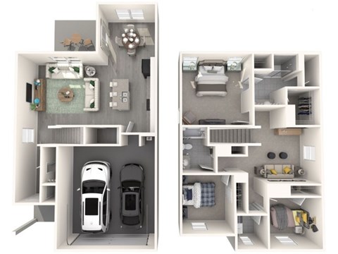 Floor plan for 3 beds, 2.5 baths, 1749 sqft